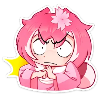 👊 53048b2b Anime, Dessin animé, Chibi, Mignon, Autocollant, Cheveux roses whatsapp sticker