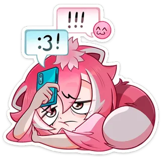 😔 88bd2a09 :3! animé, mignon, dessin animé, téléphone, tanuki whatsapp sticker