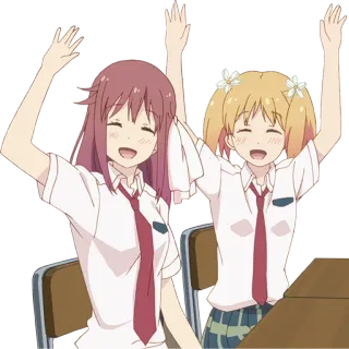 🙌 9133e0cc อนิเมะ, นักเรียนหญิง, เครื่องแบบ, มีความสุข, เพื่อน, คาวาอิ, น่ารัก telegram sticker