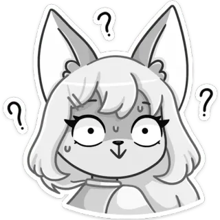 ❓ 54c5de07 cáo, bối rối, dấu chấm hỏi, phim hoạt hình, động vật, nhãn dán telegram sticker