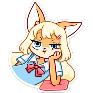 😊 66231eea anime, hoạt hình, cô gái, tóc vàng, cáo, nhân vật telegram sticker