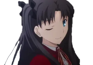 😉 5ca388c5 Rin Tohsaka Fate/stay night Anime, Personaggio, Ragazza, Occhiolino, Rosso, Carino telegram sticker