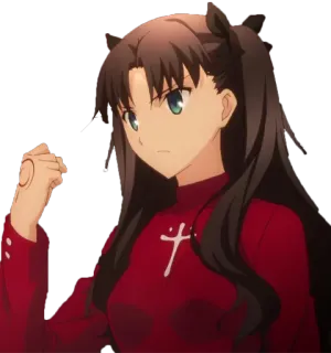 💪 c310f167 Rin Tohsaka Fate/stay night Anime, Personaggio, Mago, Rin Tohsaka, Fate/stay night, Vestito rosso telegram sticker
