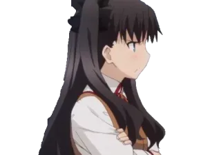 😠 ef3b6900 Rin Tohsaka Fate/stay night anime, personaggio, ragazza, cartone animato, espressione, carino, serio telegram sticker