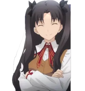 ☺️ ff7e8142 Rin Tohsaka Fate/stay night anime, ragazza, cartone animato, sorridente, personaggio telegram sticker