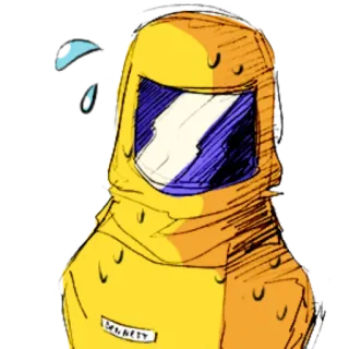 😅 42cf58b3 hazmat suit, protective gear, cartoon, yellow suit, safety, science, research telegram sticker