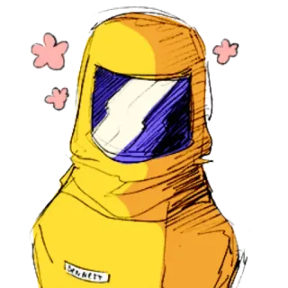 🌸 8de46cea MURETY yellow suit, hazmat, character, flower, sketch, cartoon telegram sticker