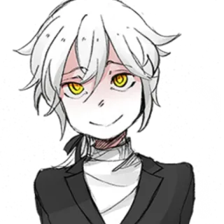 🙂 a3edf2e8 anime, manga, character, white hair, yellow eyes, smirking telegram sticker