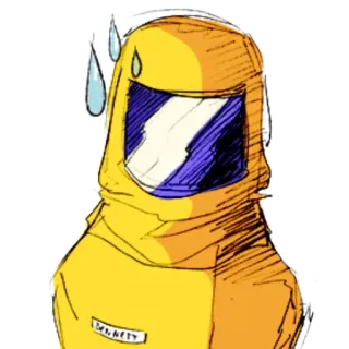 😅 f085427a SENATTY yellow suit, sweat drops, helmet, nervous telegram sticker