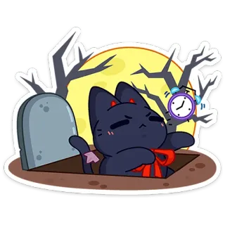 ⏰ 056c2dae cat, grave, halloween, cartoon, animal, sticker, moon telegram sticker