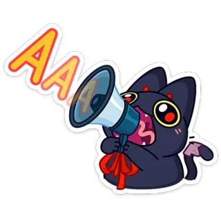 📢 4388a8b3 AAA cat, megaphone, sound, exclamation, sticker, cartoon, animal telegram sticker