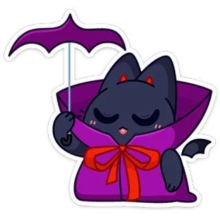 😌 89de6e1d cat, vampire, halloween, animal, cute, cartoon, sticker telegram sticker