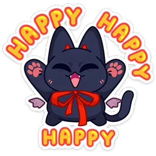 🤗 d5fefeea HAPPY HAPPY HAPPY cat, happy, cartoon, kawaii, cute, anime telegram sticker