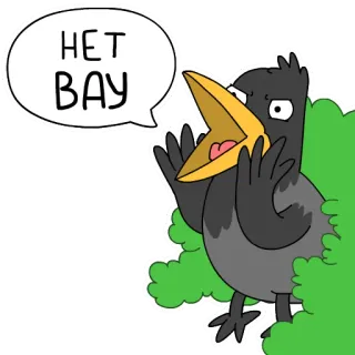 🤦‍♂️ 0e4a963c НЕТ БАЙ นก, อีกา, สติกเกอร์, การ์ตูน whatsapp sticker