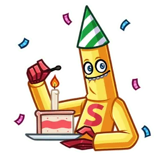 🥳 5cc205aa Geburtstag, Feier, Party, Kuchen, Konfetti, Cartoon, festlich telegram sticker