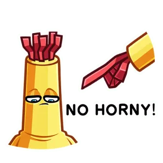 ☹️ b1c0ae4d NO HORNY! kein Bock, lustig, Meme, Cartoon, Charakter, digitale Kunst telegram sticker