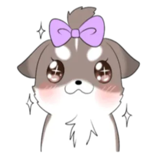 ☺️ 61a6b4ad 犬, 子犬, 可愛い, 動物, かわいい, ペット, リボン, ステッカー telegram sticker