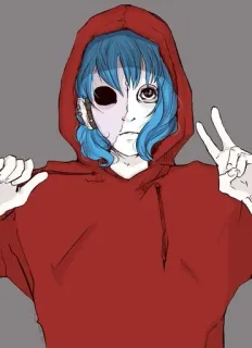 🌟 c1e7dc6a Sally Face Sally Face, videogioco, personaggio, capelli blu, maschera, felpa con cappuccio telegram sticker