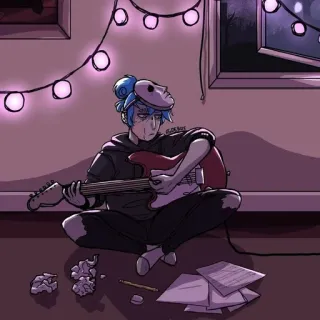 🌟 d20b222f Sally Face Sally Face, chitarra, fanart, videogioco telegram sticker