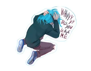 😣 f6f3fa2d WHYYY DID YOU LEAVE ME triste, piangendo, emotivo, cartoni animati, dolore, partenza telegram sticker