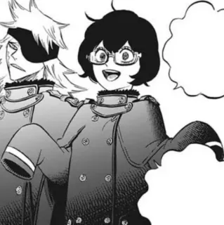 🧪 00462dd3 Anime, Manga, Personnage, Lunettes, Uniforme, Noir et blanc telegram sticker