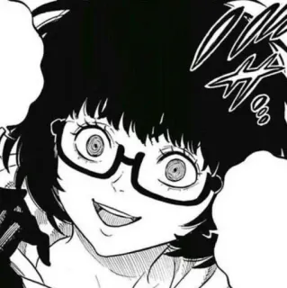🧪 f7b12538 Anime, Manga, Noir et blanc, Personnage, Lunettes, Souriant telegram sticker