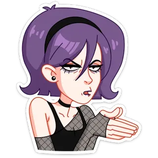 😈 12c1624b エモ, ゴス, 女の子, 漫画, 反抗的, 皮肉 telegram sticker