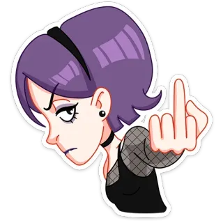 🖕 494e6c7d 中指, 攻撃的, 失礼, 漫画, 女性, エモ, 態度, ジェスチャー telegram sticker