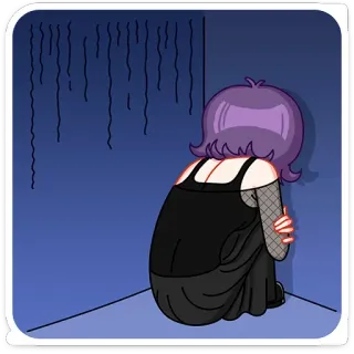 ☹ 9d11f1bc 悲しい, 一人, 隅, 憂鬱, 不安, 漫画, エモ, メランコリー telegram sticker