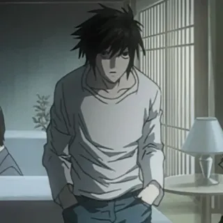 🍎 56e22783 L Lawliet Death Note Anime, L, L Lawliet, Death Note, Detektyw, Postać, Manga telegram sticker