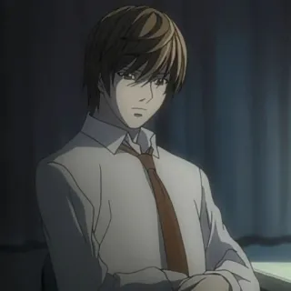 🍎 8ed452c2 Light Yagami Death Note anime, death note, light yagami, postać, portret, mężczyzna telegram sticker