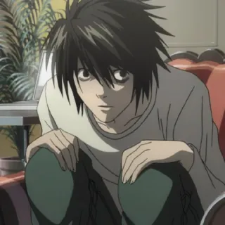 🍎 abf32c54 L Death Note Anime, L Lawliet, Detektyw, Death Note, Postać telegram sticker