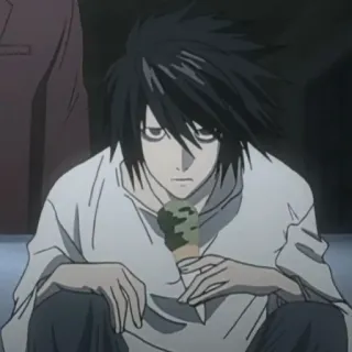 🍎 bee5e362 L Death Note Anime, L, Death Note, Detektyw, Lody, Postać telegram sticker
