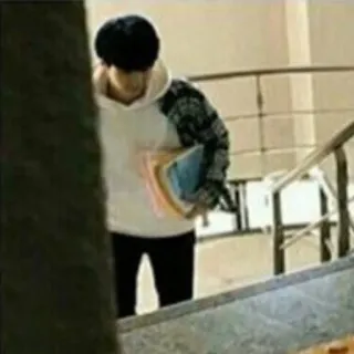 🍪 61a2bb07 orang, tangga, dalam ruangan, hoodie, buku, mahasiswa, kasual whatsapp sticker