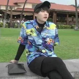 🍪 ef7a39f6 Suga Suga, BTS, Kpop, Kemeja Hawaii, Kacamata hitam, Pohon palem whatsapp sticker