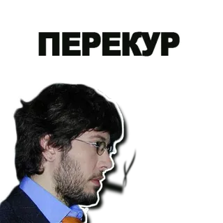 🚭 aa92ed3f ПЕРЕКУР русский, перекур, мужчина, очки, текст whatsapp sticker