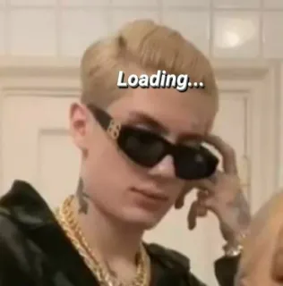 🗿 84136eae Loading... osoba, okulary przeciwsłoneczne, ładowanie, blond włosy telegram sticker