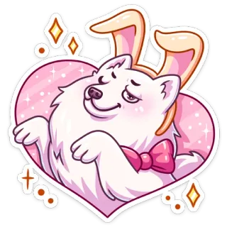 ❤️ 4526fcad Hund, Hasenohren, Tier, Herz, Cartoon, süß, Schleife whatsapp sticker