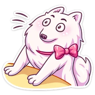 😳 6dfab9a8 Hund, süß, Tier, Cartoon, Haustier, rosa, Schleife whatsapp sticker