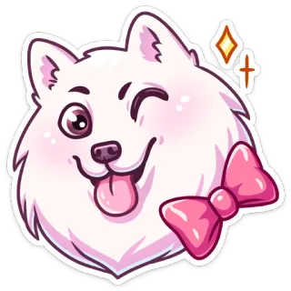 😉 e8db0319 Hund, Welpe, süß, Tier, Cartoon, Aufkleber, Schleife, zwinkernd whatsapp sticker