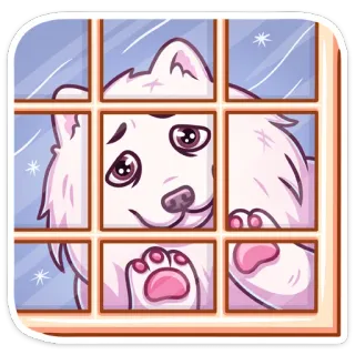 😫 ebae6b52 Hund, Fenster, süß, Schnee, Haustier, Tier, Cartoon whatsapp sticker
