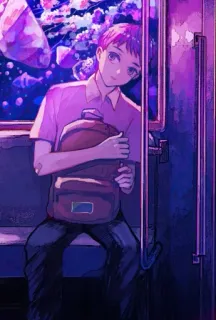 ❤️‍🔥 e8f920a3 garçon, train, aquarium, illustration, sac à dos telegram sticker