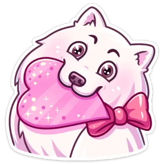 ❤️ 7f695d2f pies, słodki, zwierzę, zwierzę domowe, puszysty, różowy, kokarda, iskierka telegram sticker