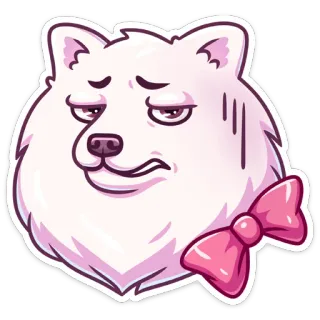 😏 ef3955cb pies, kreskówka, słodki, zwierzę domowe, zwierzę, kokarda telegram sticker