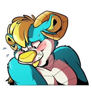 😊 300d6830 เฟอร์รี่, มานุษยรูปนิยม, การ์ตูน, สัตว์, สิ่งมีชีวิต, แกะตัวผู้, หน้าแดง, เหงื่อ whatsapp sticker