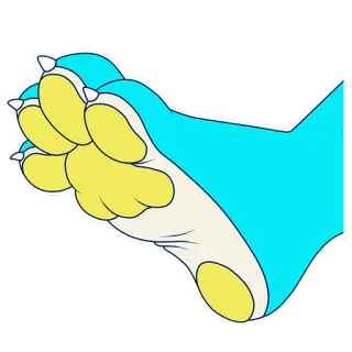 🐾 97731436 อุ้งเท้า, เล็บ, สัตว์, การ์ตูน, มีขน, สีน้ำเงิน, สีเหลือง whatsapp sticker