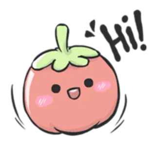 ✋ 9f68e4c7 Hi! มะเขือเทศ, การ์ตูน, คาวาอิ, น่ารัก, ทักทาย, อาหาร telegram sticker