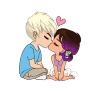💏 44387a55 亲吻, 爱, 浪漫, 情侣, 卡通, 心 telegram sticker