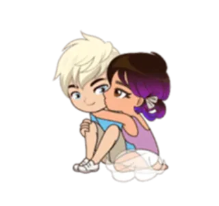 😊 956f3a1c 亲亲, 爱, 情侣, 卡通, 拥抱, 朋友 telegram sticker