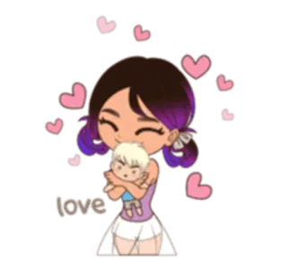 ❤️ b18bdb37 love 爱, 爱心, 卡通, 女孩, 可爱, 拥抱 telegram sticker
